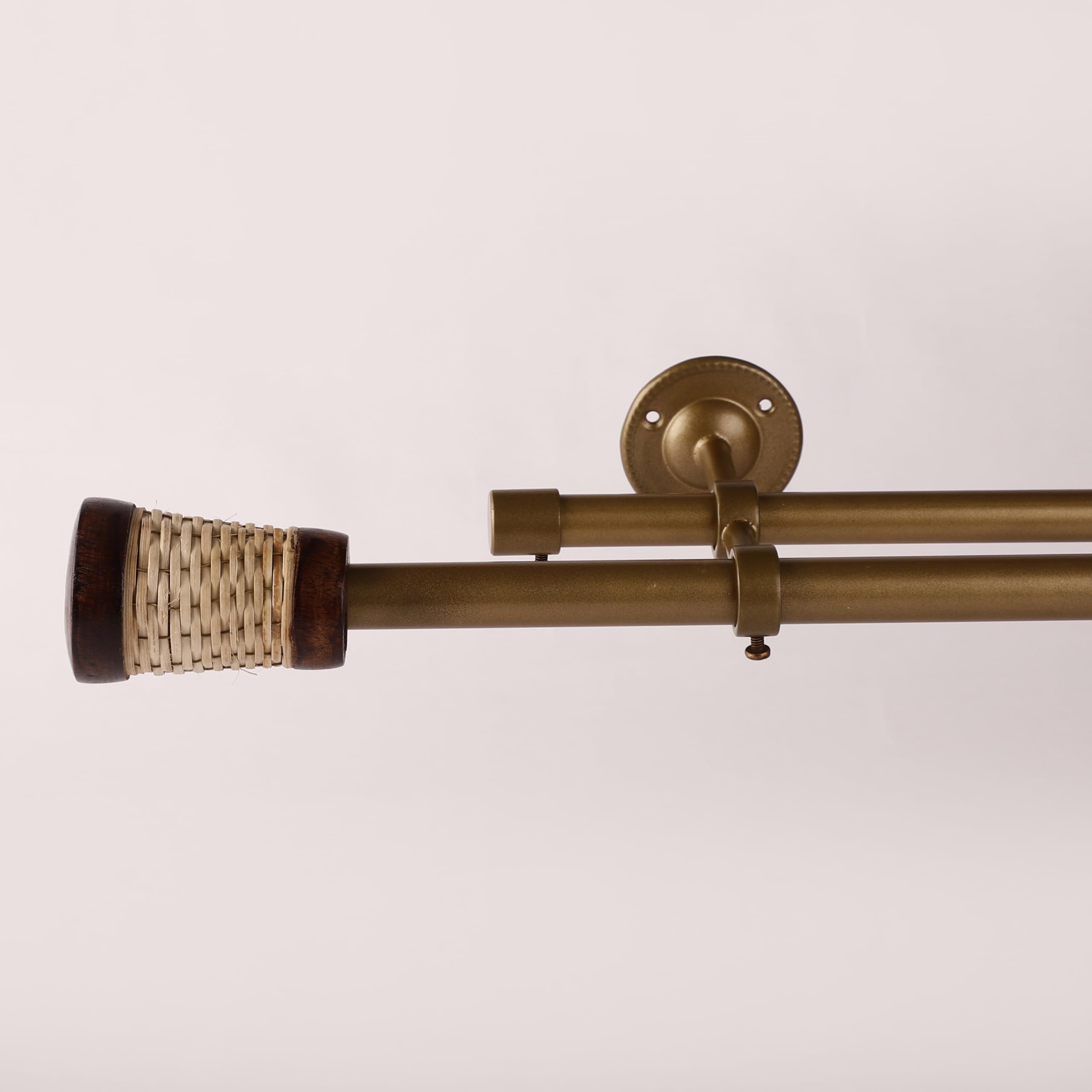 The Decor Mart 28"-48" Adjustable Double Curtain Rod For Door & Windows With Brackets Set Curtains Hanging Extendable Iron Metal Pipe Holder With Wicker Wooden Finial (B0D72TQBRF) Amazon Price History, Amazon Price Tracker