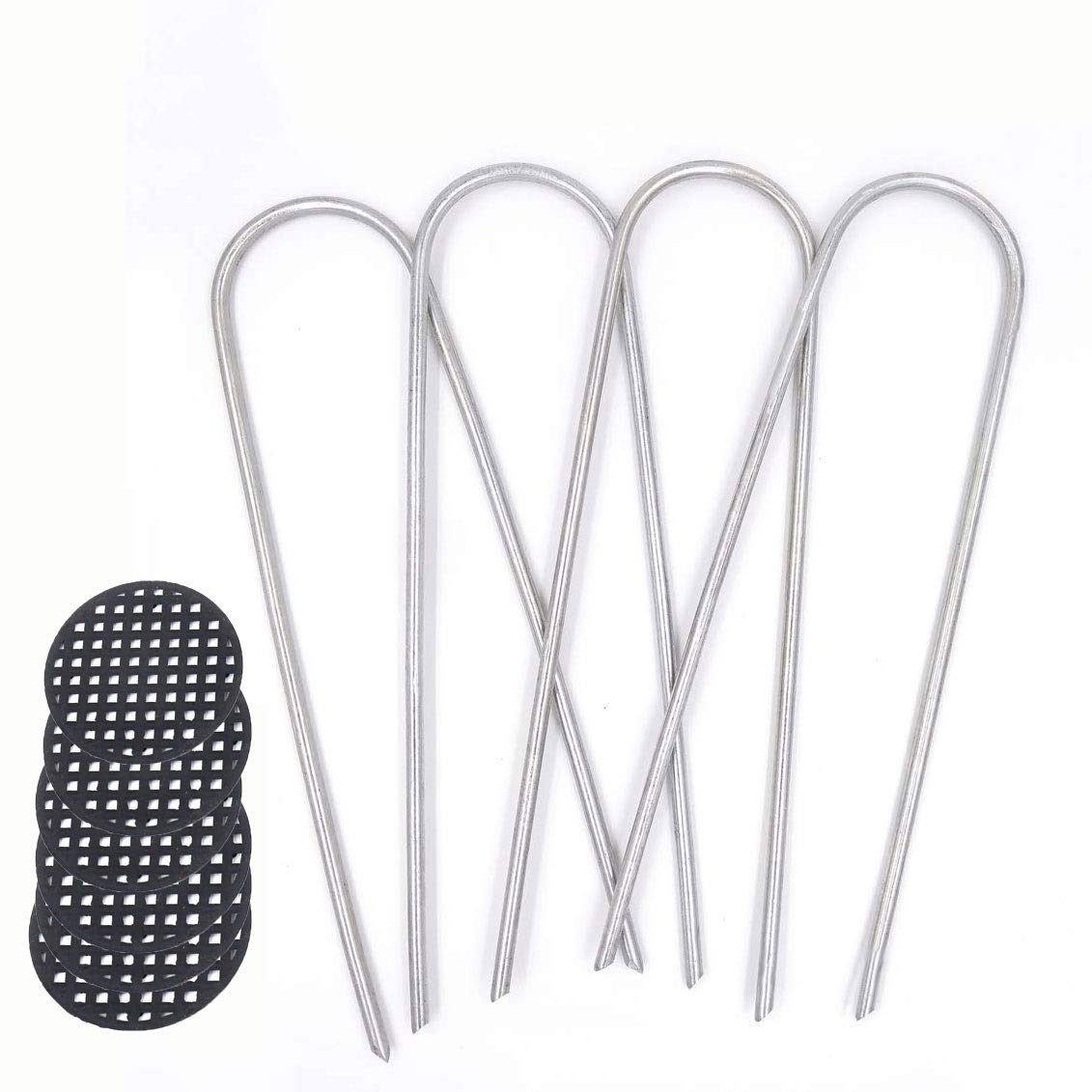 Picchetti di Ancoraggio U-Shaped, Ancoraggioper Giardino Zincato, Chiodi Ancoraggio per Fissare teloni di Copertura Protezione per Raccolti, 15cm (Color : with Gasket, Size : 100pcs)