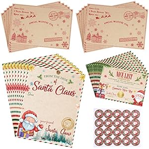 10 Sets Christmas Official Letter from Santa Nice List Certificate for Kids Christmas Gift North Pole Letter for Mailbox…