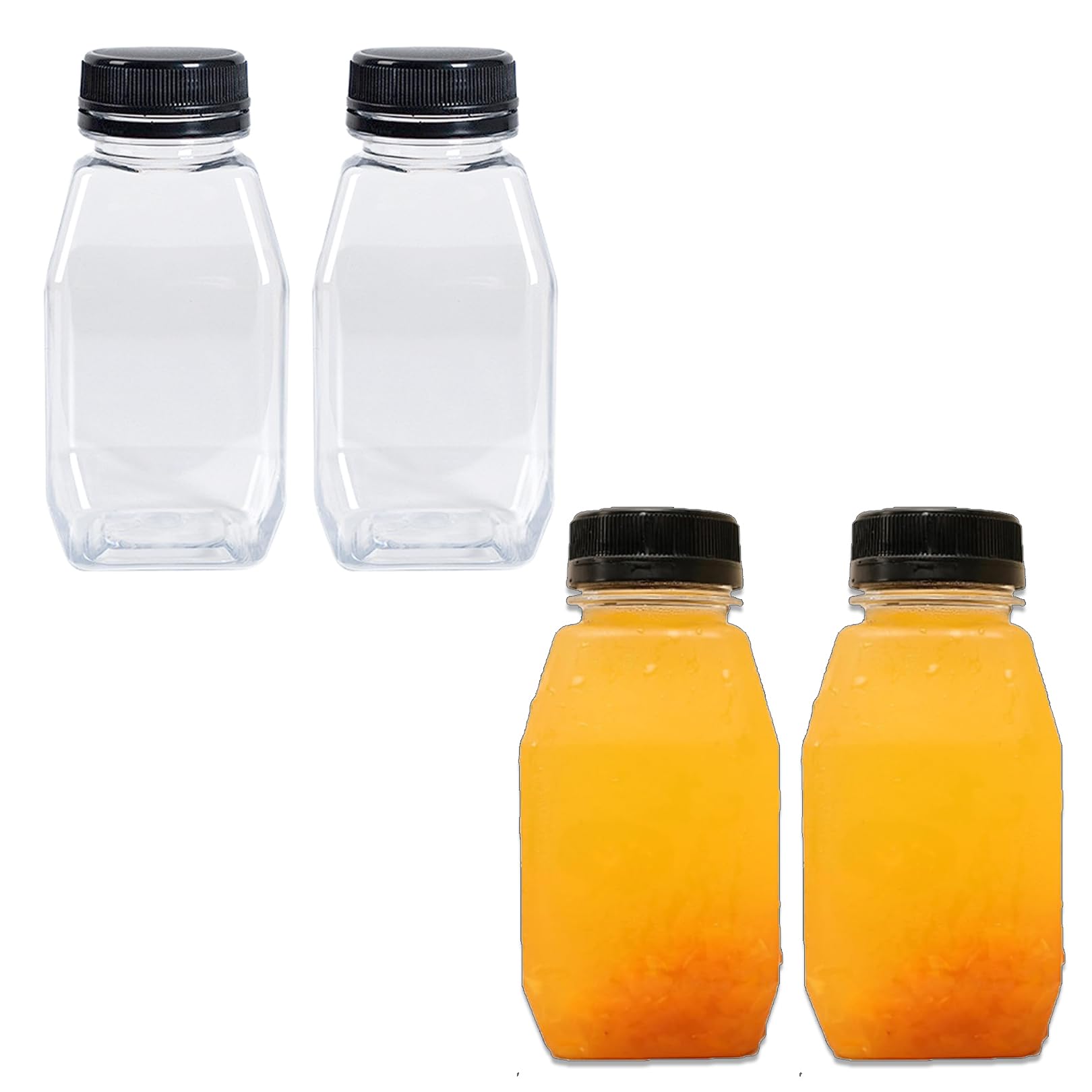 4 Mini Fridge Bottles - Portable 250ml Plastic Bottles with Secure Lids, Perfect for Milk, Juice, and Beverages on the Go