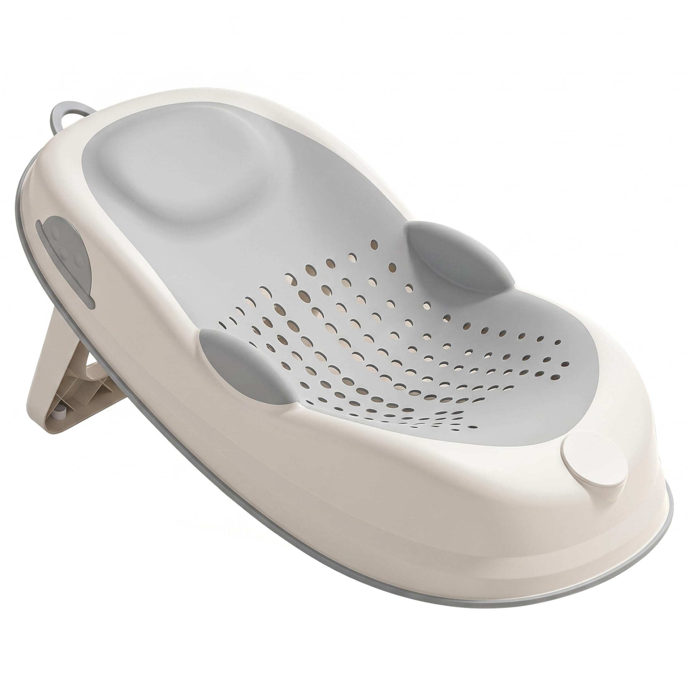 Supporto per bagnetto, seggiolino per vasca da bagno antiscivolo con supporto morbido per la colonna vertebrale e piedini pieghevoli, grigio