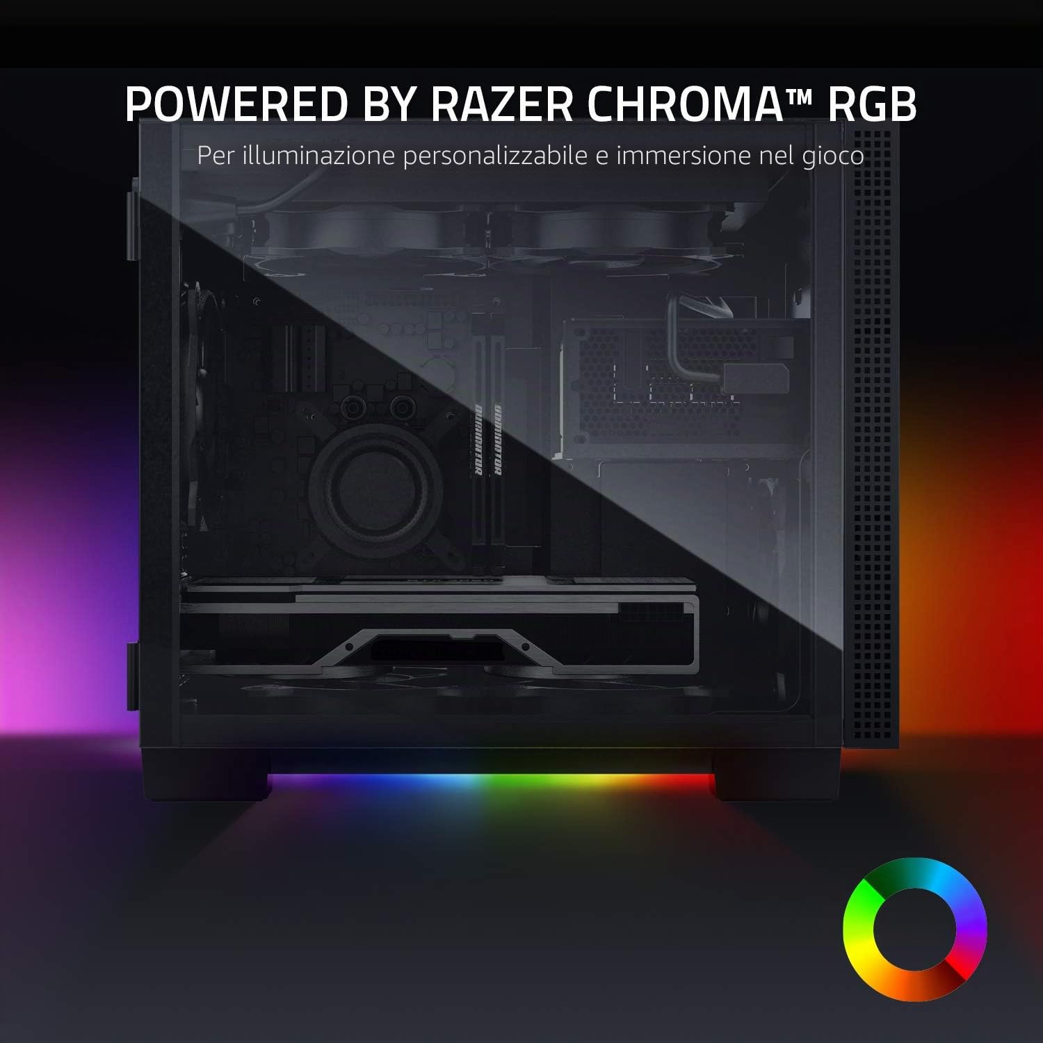 Razer Tomahawk Mini-ITX - Case da Gaming con Razer Chroma RGB (Pannelli Girevoli in Vetro Temprato su Entrambi i Lati, Filtro Antipolvere, Supporto di Radiatori Fino a 240 mm)