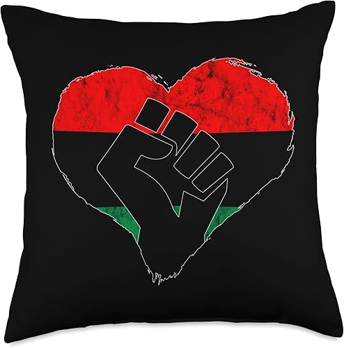 Heart Pan African UNIA Black Liberation Flag Juneteenth Throw Pillow, 18x18, Multicolor