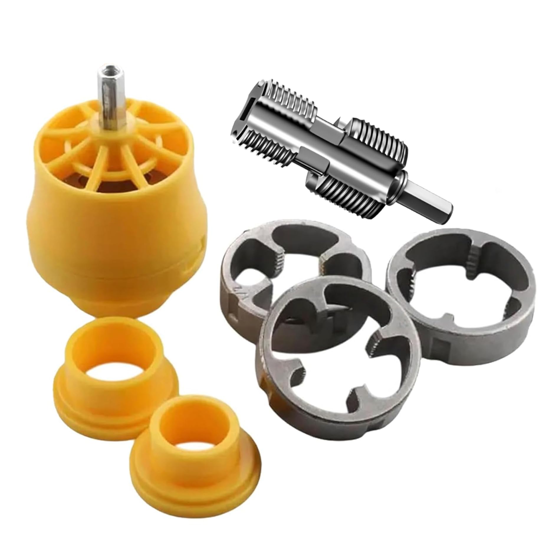 PVC Pipe Threader Kit with Various Die Sizes, PVC Pipe Thread Maker Tool for Electric Drill, Reusable Plastic Tube 3 Round Die for Cutting