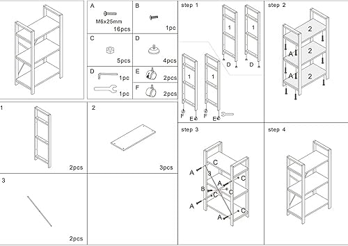 Miniatura 8 de AZ L1 Life Concept Mesa auxiliar de cocina con 3 niveles para horno de microondas, estación de trabajo con ruedas, 23.7 pulgadas