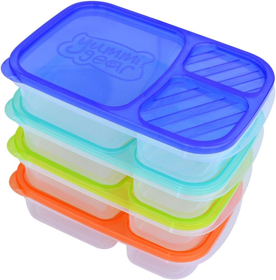 Yummi Gear Divided Lunch Boxes (3-compartments) - Set of 4