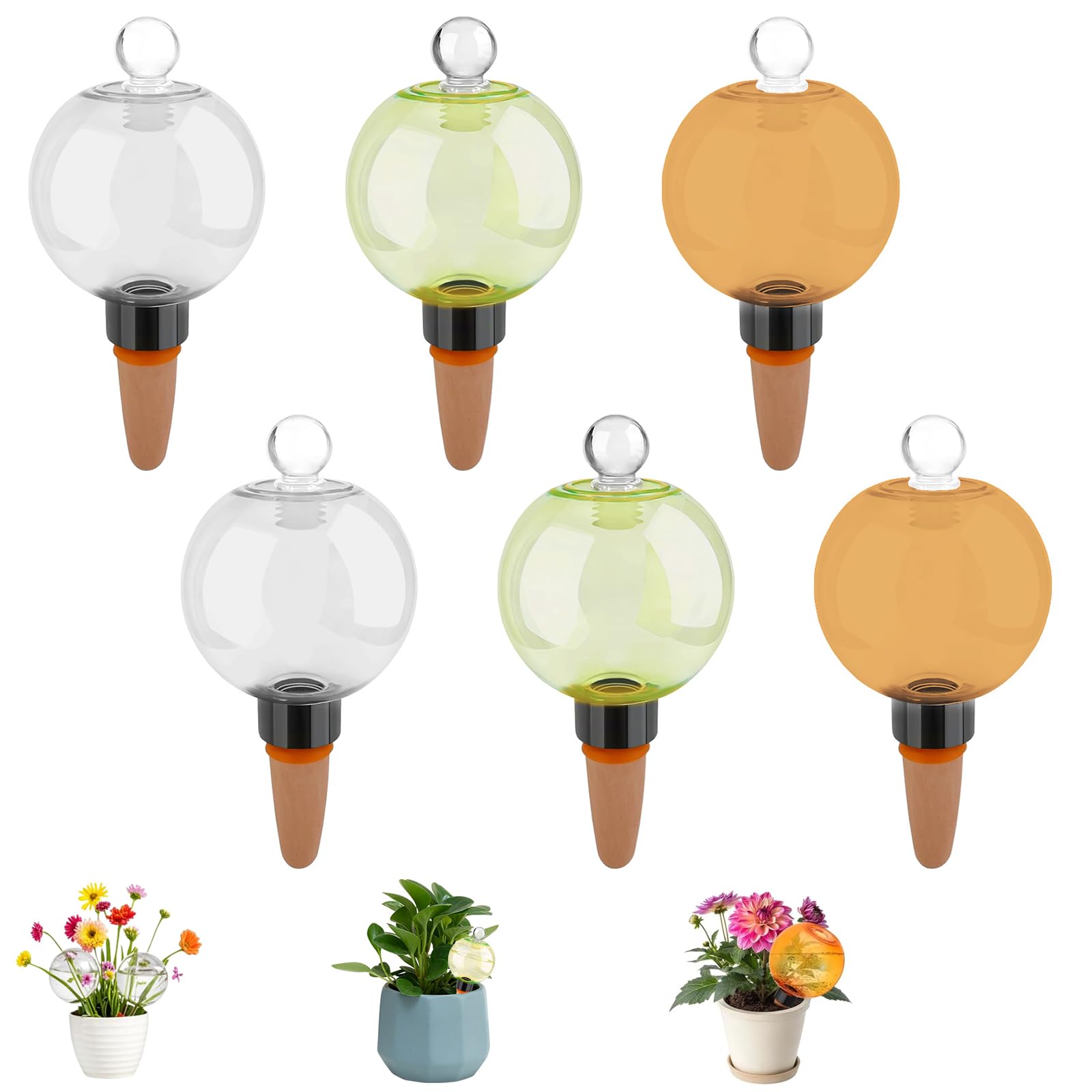 6 Stück Bewässerungskugeln für Pflanzen, 500ml Automatische Pflanzenbewässerung mit Stopfen, Transparente Wasserspender Pflanzen für Zimmerpflanzen, Balkon-, Garten- & Indoor Pflanzen Bewässerung (A)