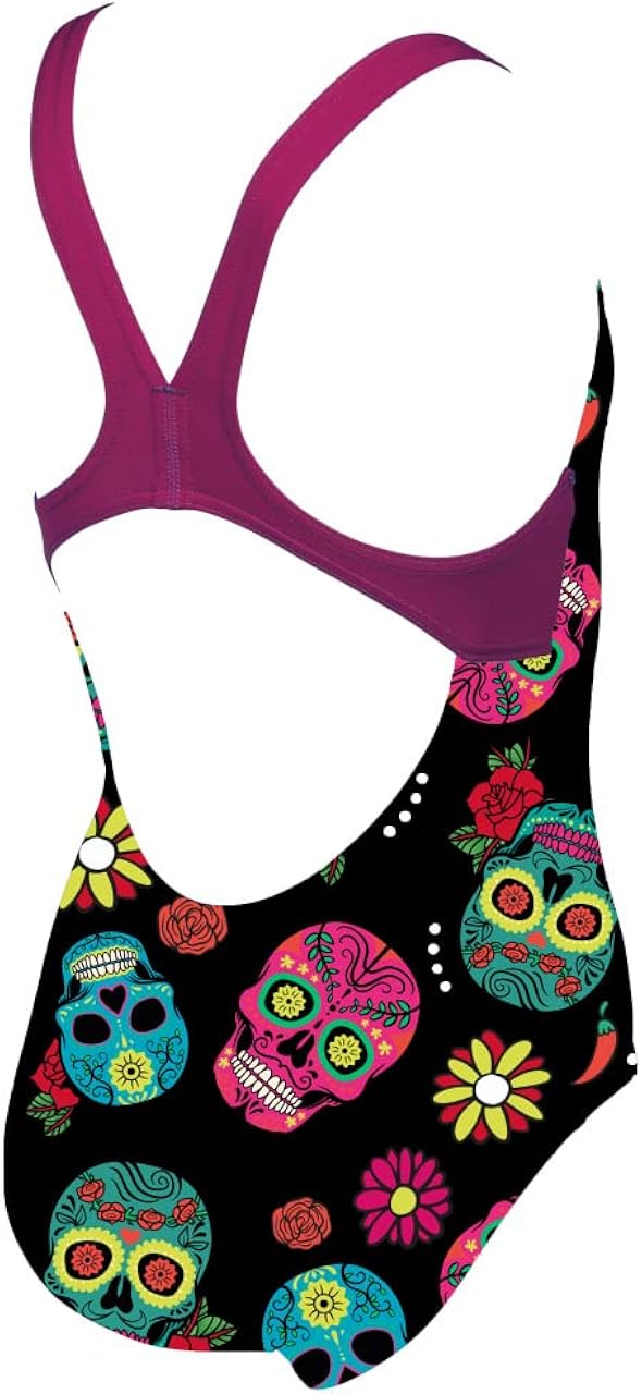 Arena Girls Crazy Skulls Carnival Jr Swim Pro Back One Piece MaxLife Swimsuit : Clothing, Shoes & Jewelry