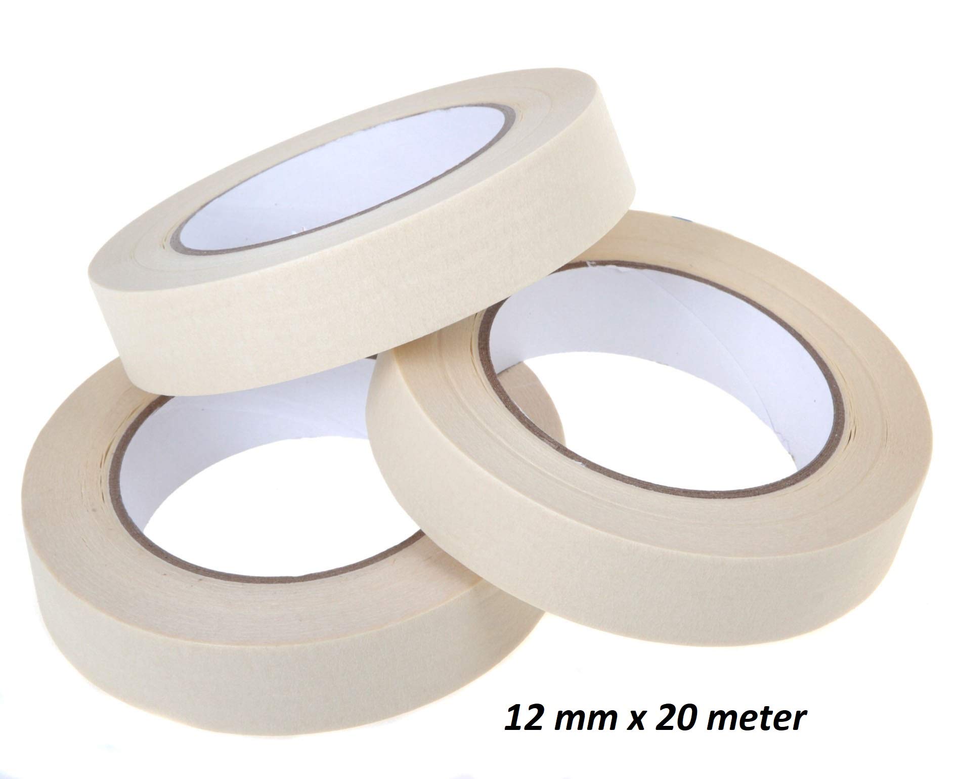 TJIKKO Masking Tape Premium Grade 12 mm width 20 meter length Off White (Set of 24) 4