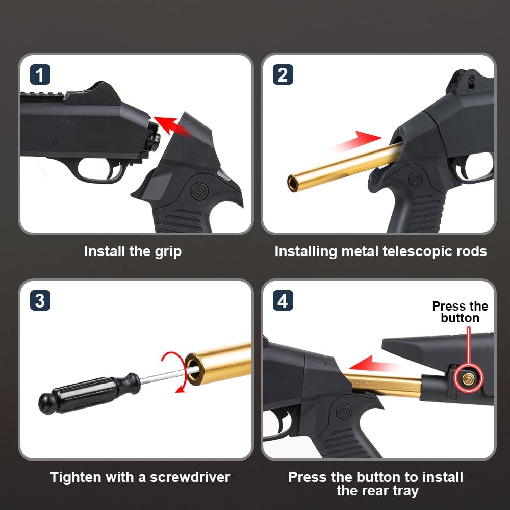 XM1014 Soft Bullet Toy Gun with Ejecting Shells, Metal Toy Shotgun for Boys, Education Toy Foam Blaster Gun for Indoor and Outdoor Play, Shell Ejecting Toy Gun for Kids Halloween Christmas (Black)