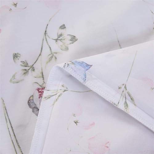 Miniatura 9 de URBONUR Juego de 2 fundas de almohada 100% algodón tamaño estándar con estampado de abejas y flores rosas de jardín, fundas de almohada suaves y