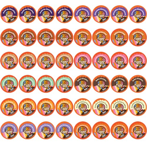 Crazy Cups Flavored Coffee Pods Variety Pack - Coffee Flavors and Chocolate Coffee Flavors for Keurig K Cups Machines, Medium Roast, Single Serve Coffee Pods, 48 Count