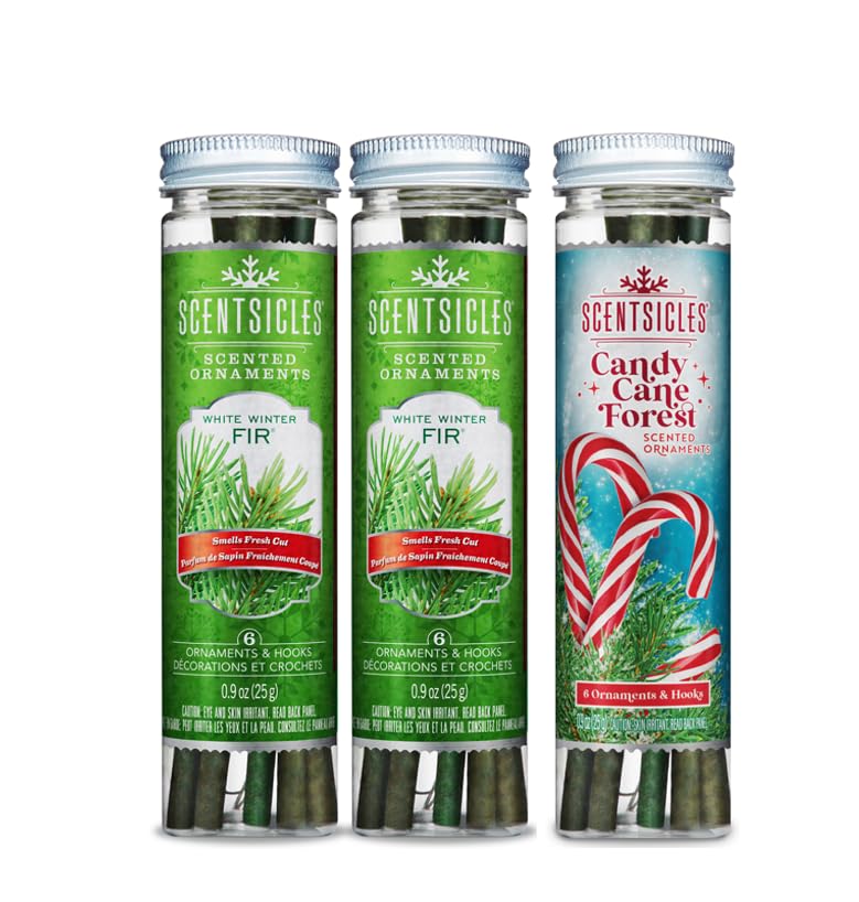 Scentsicles Three Pack - Two Bottles of White Winter Fir and One Bottle of Candy Cane Forest (18 Sticks Total)