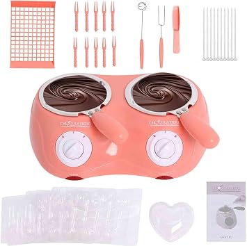 Candy Chocolate Melting Pot Electric Fondue Pot Set Double Chocolate | Melting Butter Cheese Melt Warmer Pink for Home Parties with Tool Chocolate Melting Pot Fondue Mini Fondue Candy Maker