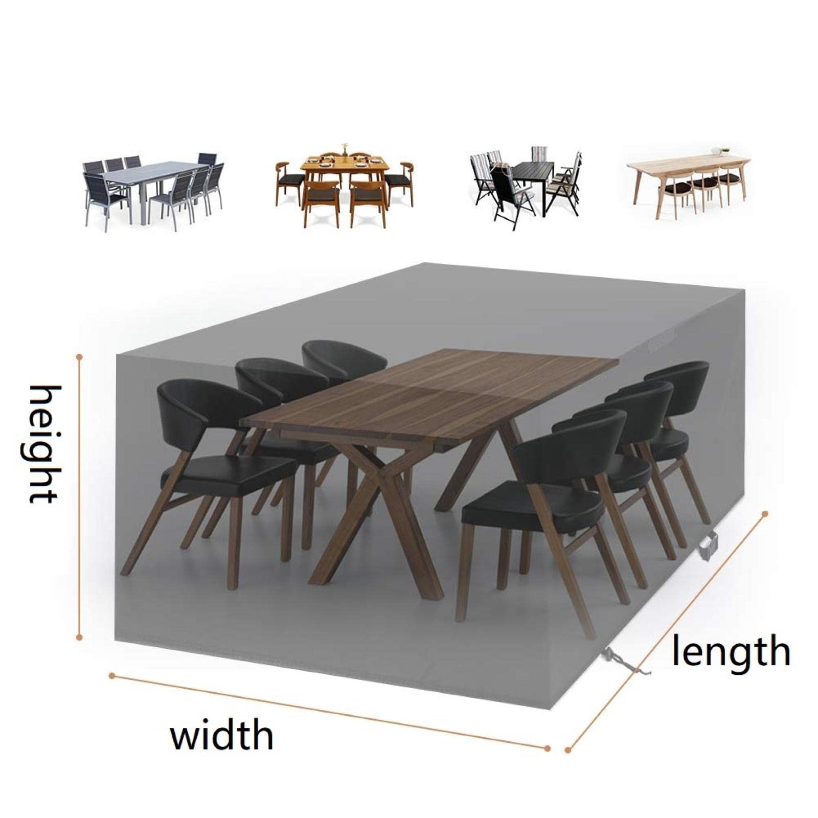HNKDKJ Coperture per Mobili da Giardino 140x120x75cm(LxWxH) Telo Copritavolo Da Esterno 420D Oxford Tessuto Copertura Tavolo Esterno Rettangolare Impermeabile Anti-UV Telo Copertura Esterno-Argento