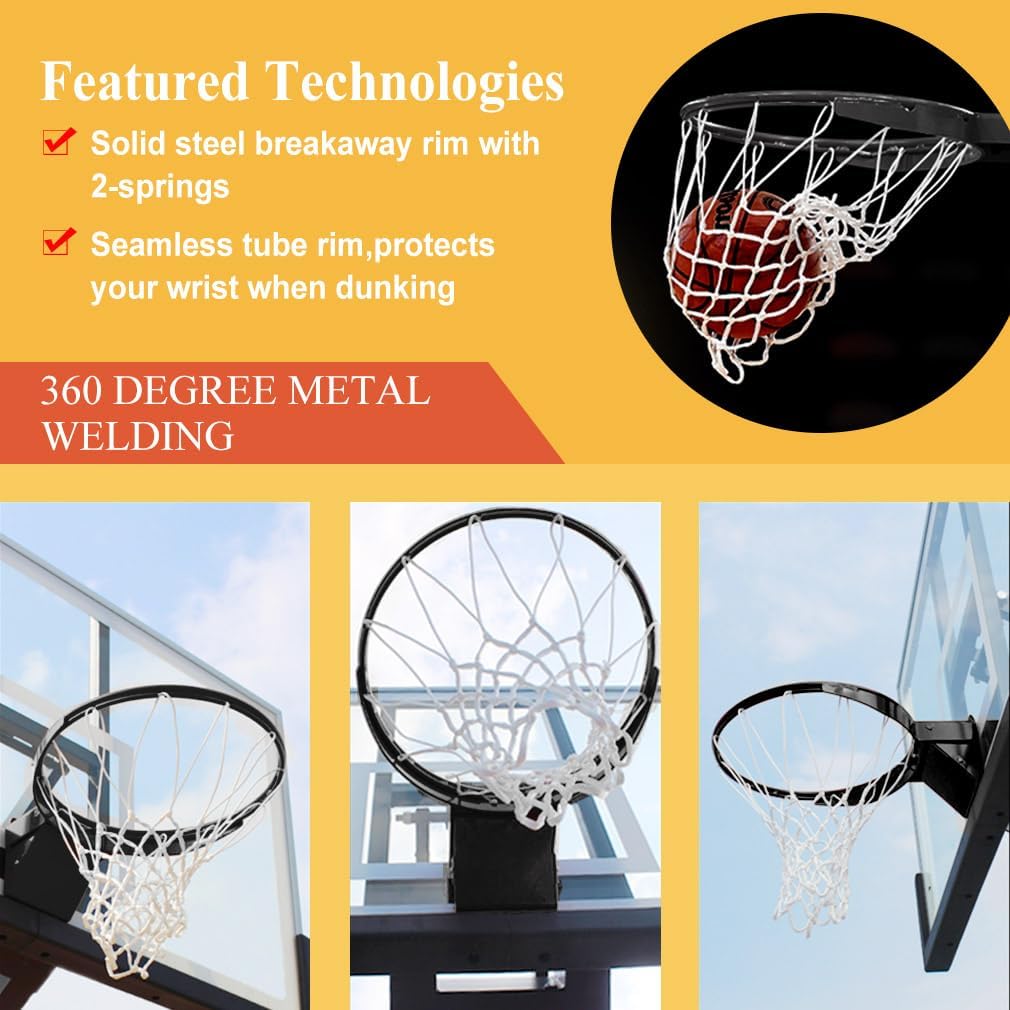 PROGOAL Breakaway Basketball Rim 18 Inch Heavy Duty 5/8 Inch Steel Professional Flex Hoop Meets Official Game Standards Fits Most Backboards with All Weather Net Mounting Hardware Now in Black