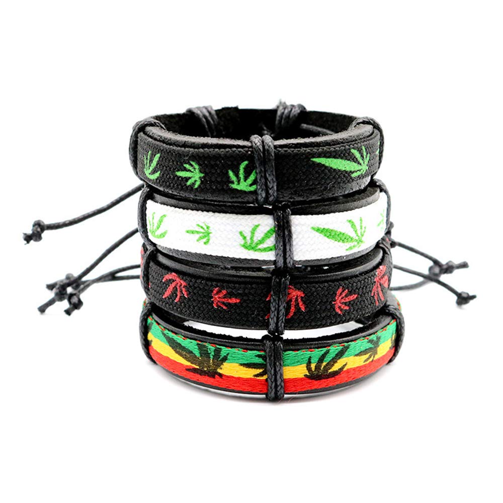 Yooce 420 Leaf Wristbands Bracelet, 4Pcs