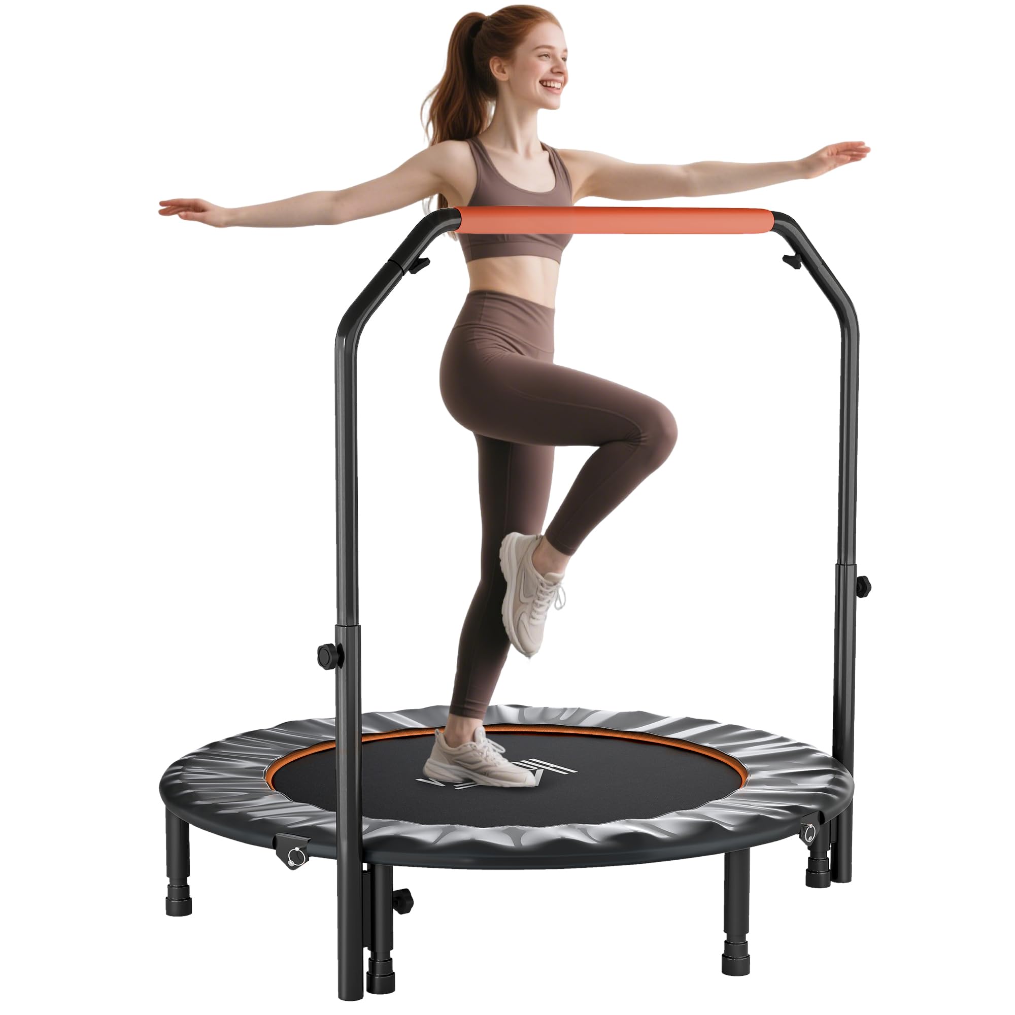 HOMCOM 48" Foldable Mini Fitness Trampoline - Orange - Foam Handle