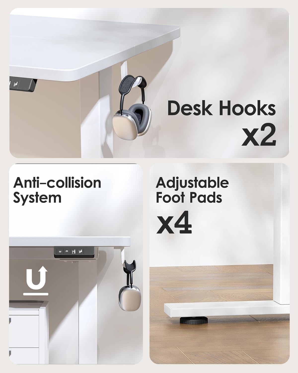 TIQLAB 63 x 24 Inch Electric Standing Desk, Sit to Stand Up, Work Home Office Table for Study, Writing, and Games, Splice Board, White