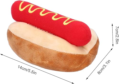 Miniatura 2 de Zerodis Juguetes de peluche chirriantes para cachorros, con forma de perro caliente desmontable suave juguete de felpa para perros, juguetes