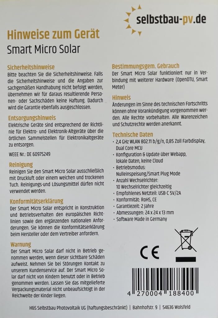 Smart Micro Solar - die schlaue Nulleinspeisung für Balkonkraftwerke