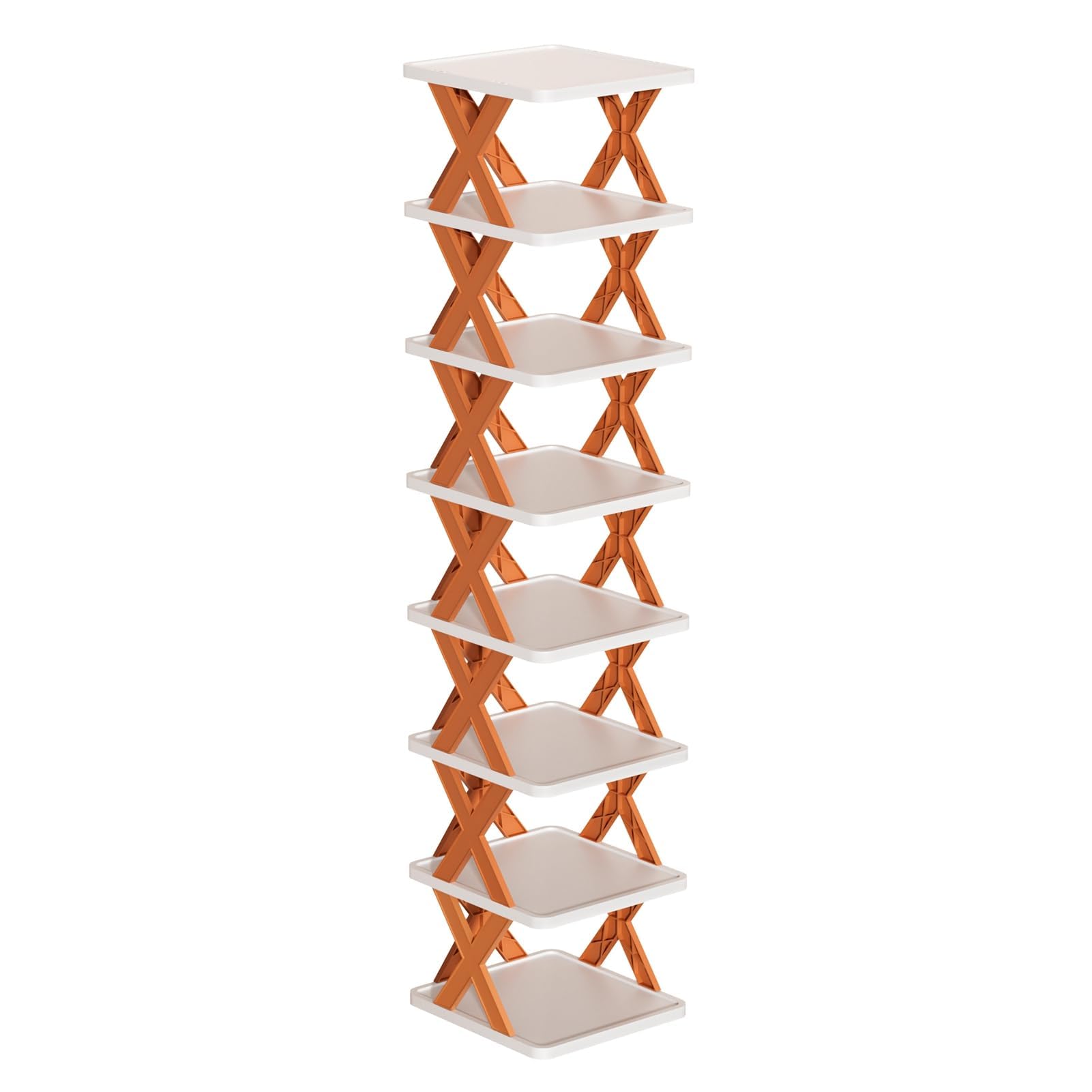SVFOEBJM 5/6/7/8 Tiers Vertical Shoe Rack, Narrow Plastic Shoe Organizer, Space-Saving Tall Shoe Tower for Entryway and Closet 8