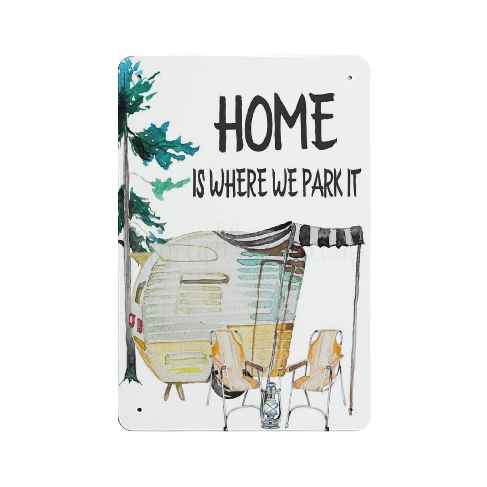 GQWJKSZ Funny Vintage Sign Home Is Where We Park It Home Is Where You Park It Camper Quotes Metal Tin Signs for Kitchen Garden Garage Bathroom Wall Decor 8 X 12 INCH