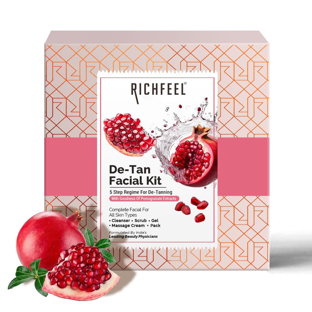 Detan Facial Kit | Pomegranate Infused De-tanning Skincare for Brighter Complexion and Reduced Pigmentation | 30 g