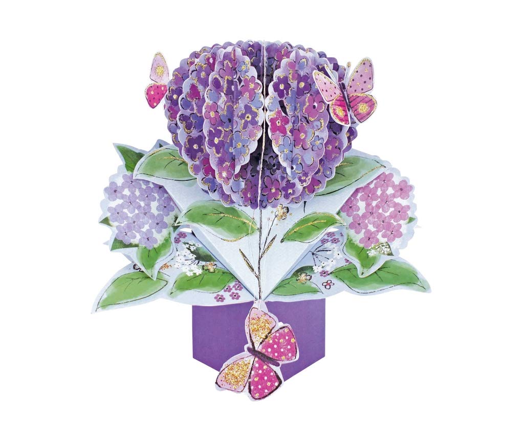 3D Pop Up Card Hydrangea Flowers Purple Female Blank Greeting Keepsake Cards