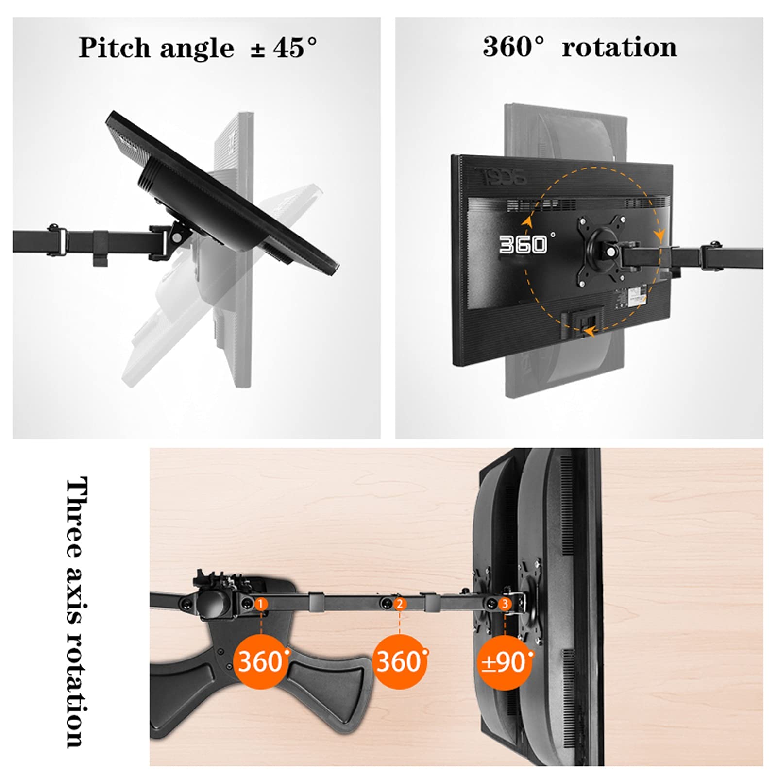 Supporto per doppio monitor – Supporto da scrivania regolabile in altezza per monitor da 17"-27", supporta fino a 8 kg, supporto base per stabilità