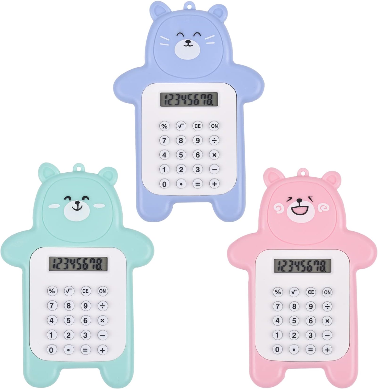 3 Pcs Pocket Calculator 8-Digit Display Basic Calculator, Cute Cartoon Office Calculators Mini Calculator, Portable Calculators for Students School Supplies