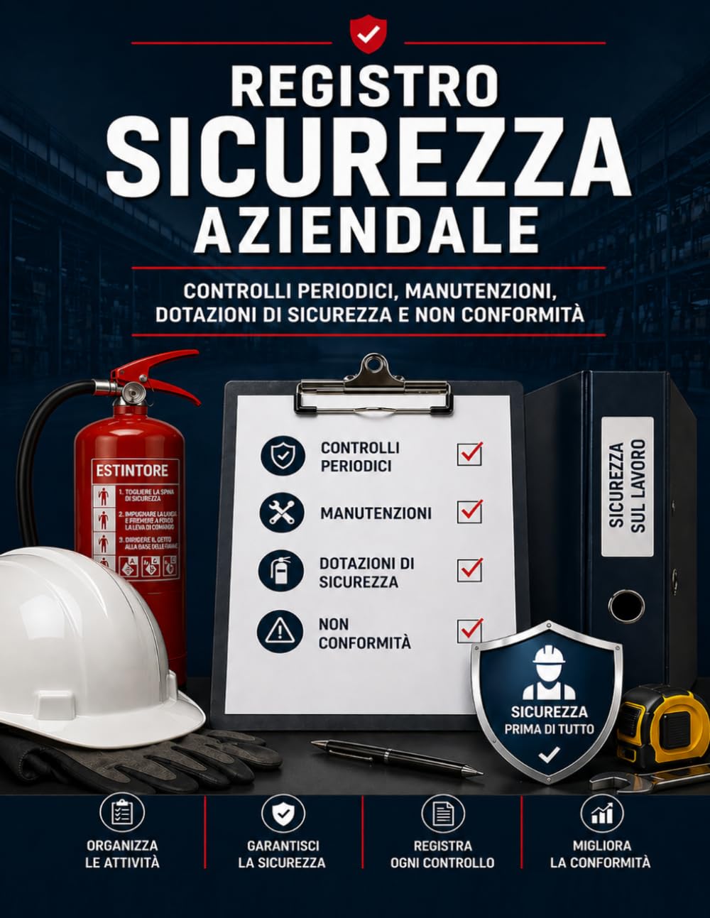 Registro Sicurezza Aziendale: Libro professionale per controlli periodici, manutenzioni, antincendio, dotazioni e conformità aziendale