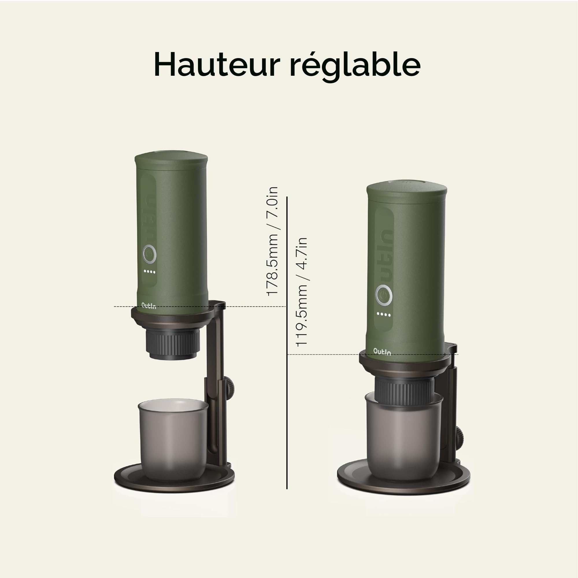 OutIn Support d'égouttement universel amovible pour machine à expresso portable - Support à café versable - Accessoires nano