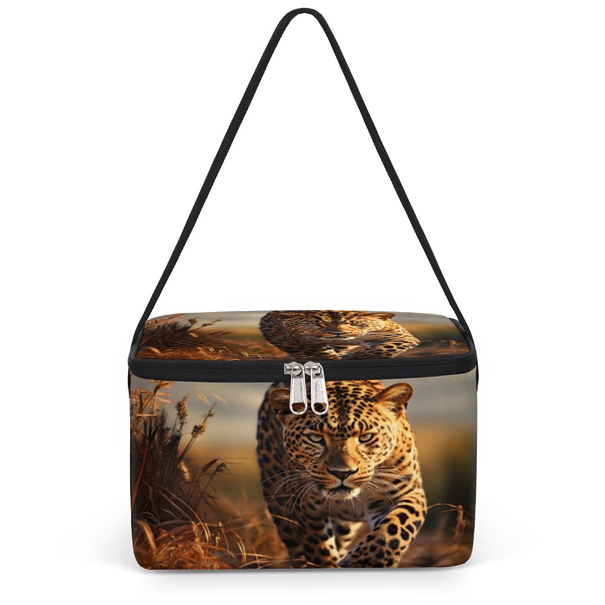 GzLeyigou Leopard Lunch Bags for Women Men 9 Cans, Hot & Cold Food Delivery Bag Insulated Grocery Bag Insulated Lunch Box Wild Animal Cooler Bag for Office Work Picnic Beach