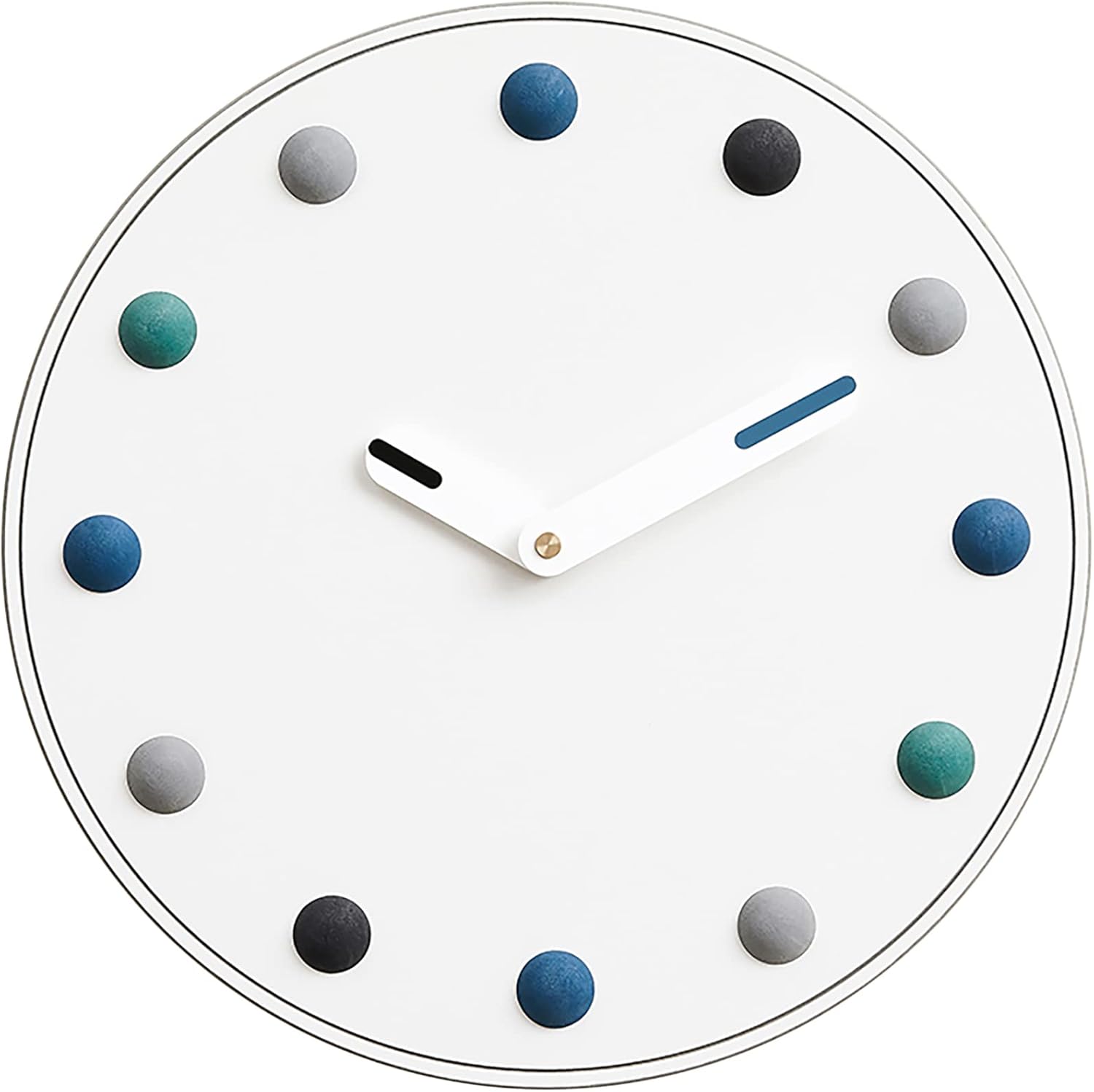 Stephanie Imports Modern Minimalist Silent Wall Clock Dot Collection (Blue-Green Medley)