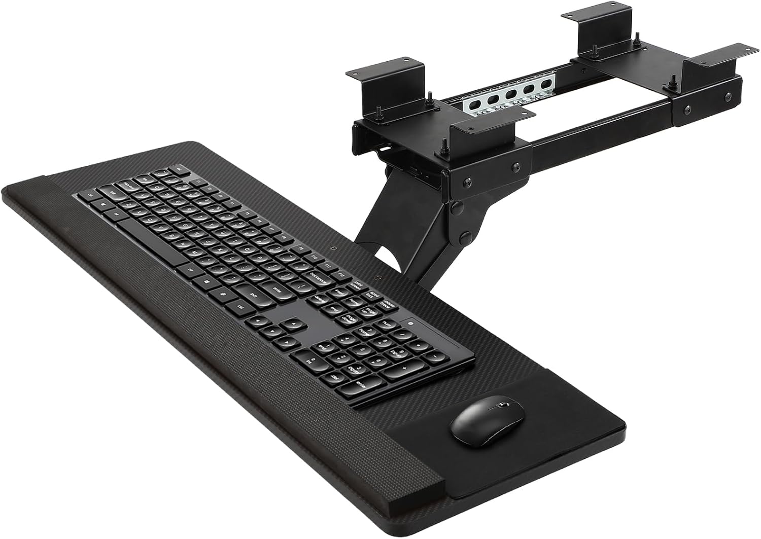 FAHKNS Keyboard Tray Under Desk?Multi-Function Keyboard Tray Adjustable with Mouse Pad & Wrist Rest?Ergonomic Large Size Keypad Tray Holder? Suitable for Office/Game/Home