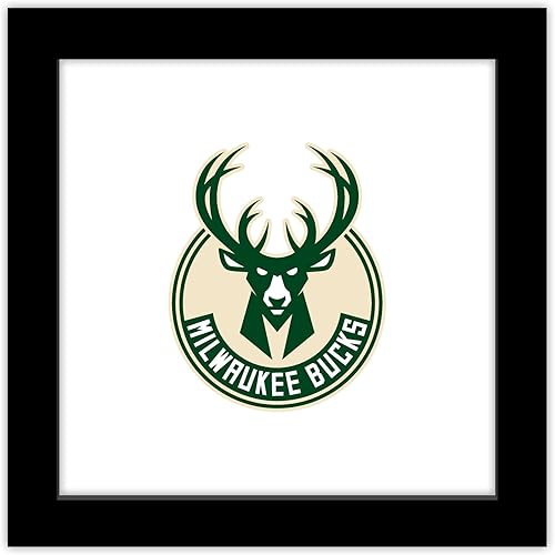 Trends International Gallery Pops NBA Milwaukee Bucks - Póster de pared con logotipo global, 12.00 x 12.00 pulgadas, versión de marco negro