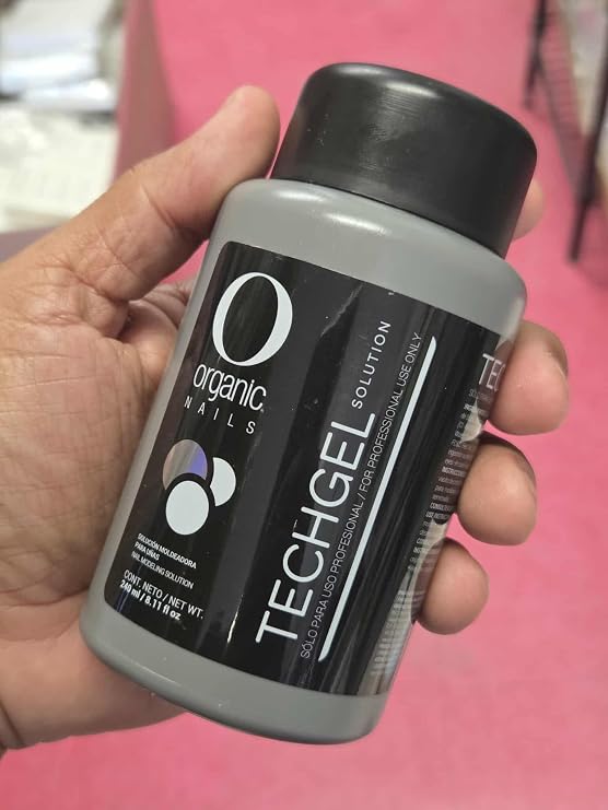 Organic Nails Techgel Polymorized Gel Liquid Solution 8 Fl. Oz. Bottle for Odorless Gel Nails - 240 ml