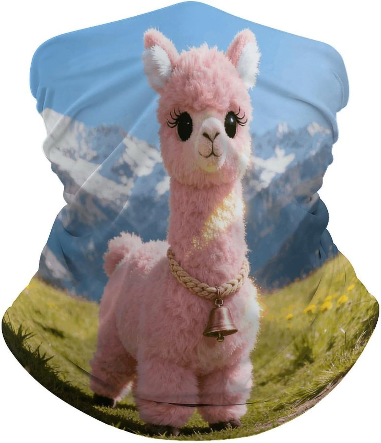 Llama Cute Alpaca Pink Bandana Soft Neck Breathable Headband Uv Protection Neck Gaiter Reversible Scarf Gaiter Double-Sided Head Scarf Multipurpose Headwear For Outdoor Running Hiking