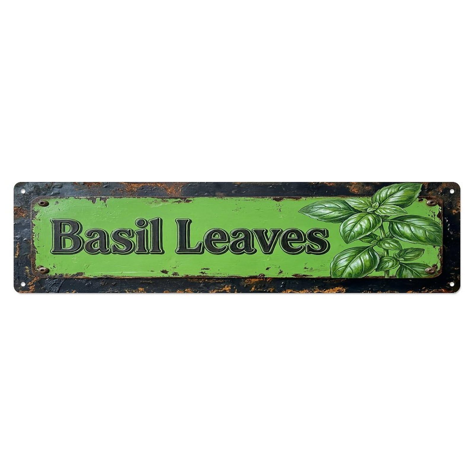 Vintage Basil Leaves Fragrant Farmhouse Metal Tin Sign