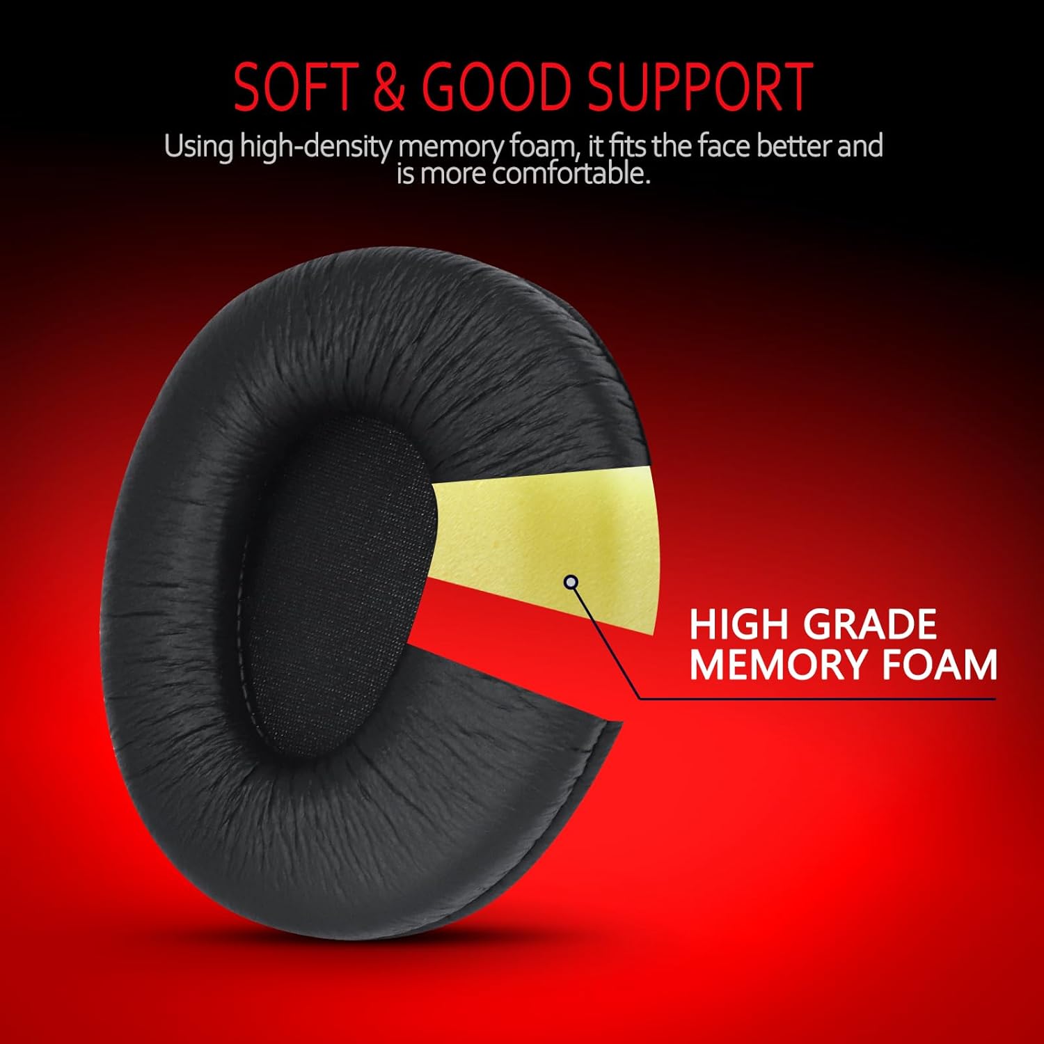 Krone Kalpasmos Replacement Ear Pads for Sony mdr-v600 and Sony mdr-7509hd Replacement Ear Pads, Protein Leather Memory Foam Cushions for Sony MDRV600/7509/CD350/CD450/CD550/V900/Z600/7509HD – Black - Image 2
