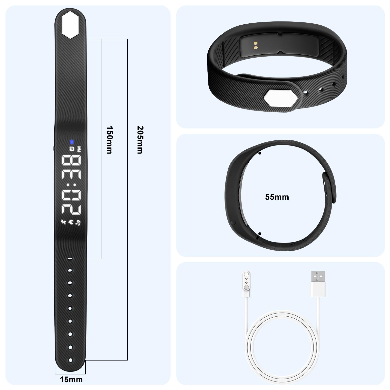 Orologio fitness tracker per bambini con contapassi, non richiede app, orologio digitale per sport all'aria aperta, per ragazzi e ragazze dai 5 ai 13 anni, con sveglia a vibrazione, cronometro
