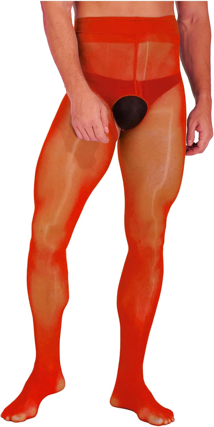 Hularka Men's 8D Oil Shiny High Waist Pantyhose Leggings Glossy Silk Stocking Tights Underwear