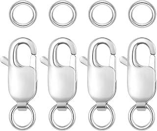 Lobster Claw Clasp with Closed Jump Rings for DIY Necklaces Bracelets Or Jewelry Making,4Pcs 925 Sterling Silver 12mm(0.47inch) Made in Italy. (4PCS, 925 Sterling Silver)