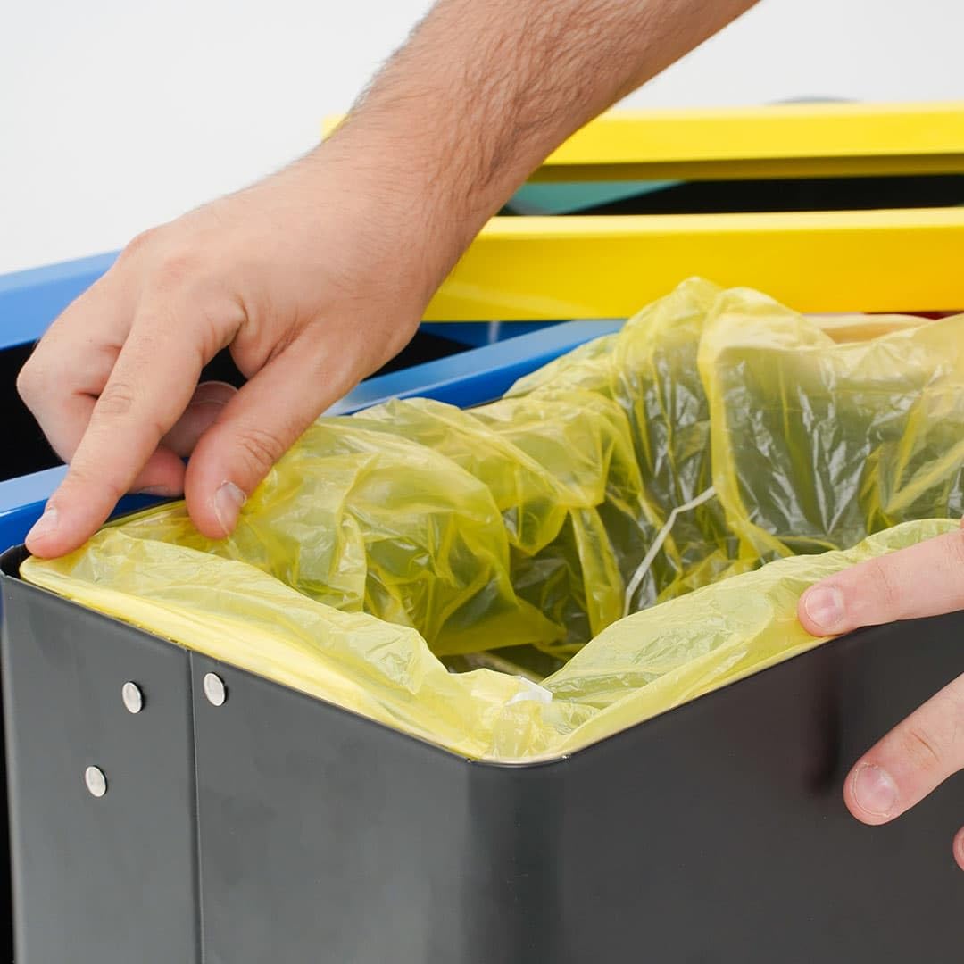Danieli - Cestino per Raccolta Differenziata in Acciaio Nero Opaco. Pattumiera Modulare per Interni Raccogli Rifiuti. Coperchio in Acciaio Colorato Rimovibile. 42 L. (Blu)
