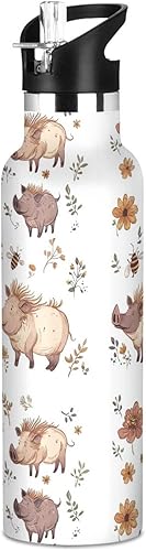 Miniatura 15 de Funny Gorilla White Vacuum Insulated Sports Water Bottle Keeps Hot and Cold with Straw Leakproof BPA Free for Gym Sports