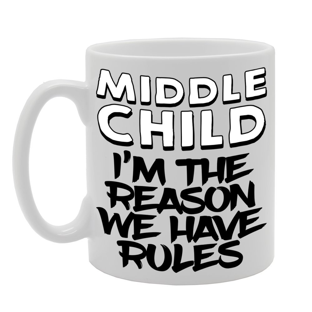 Coralgraph Inc Men's White Mg454 Middle Child, I'm The Reason We Have Rules Novelty Gift Printed Tea Coffee Ceramic Mug