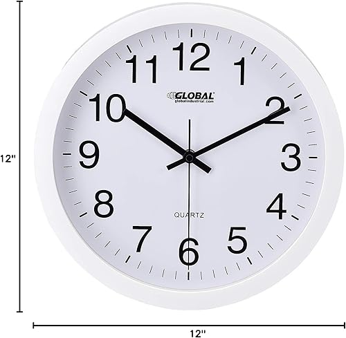 Miniatura 9 de Global Industrial Reloj de pared de 12", plástico, blanco