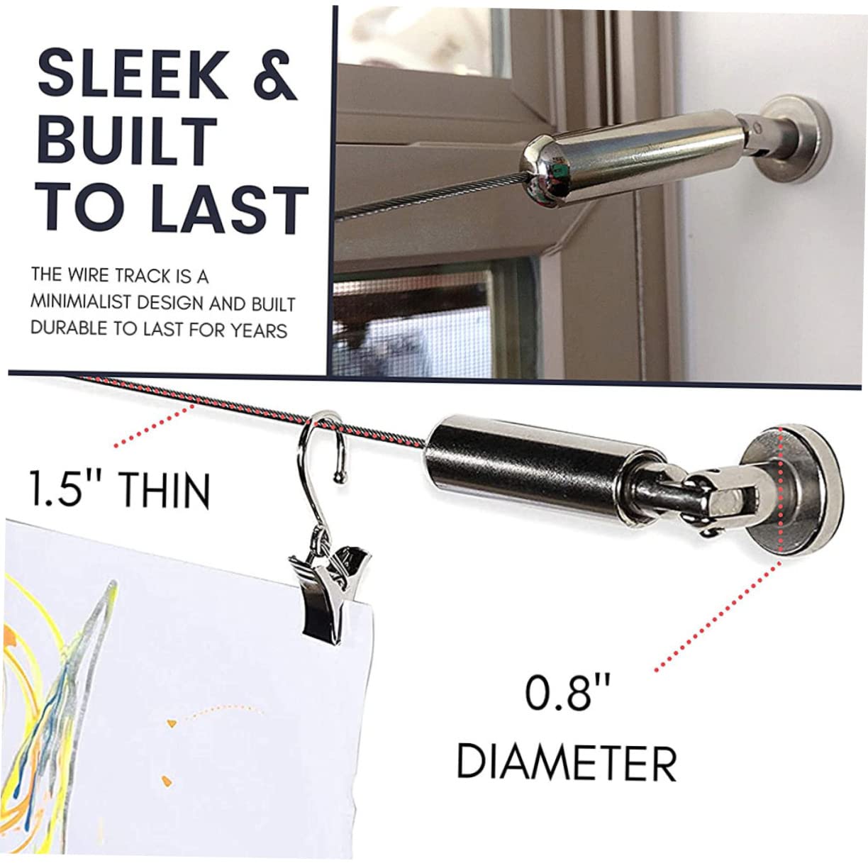 BESTYASH 1Set Stainless Steel Curtain Wire Rod for Hanging Photos Clothes Stylish Minimalist Design for Home Decor for Dorm Rooms Rustic Settings