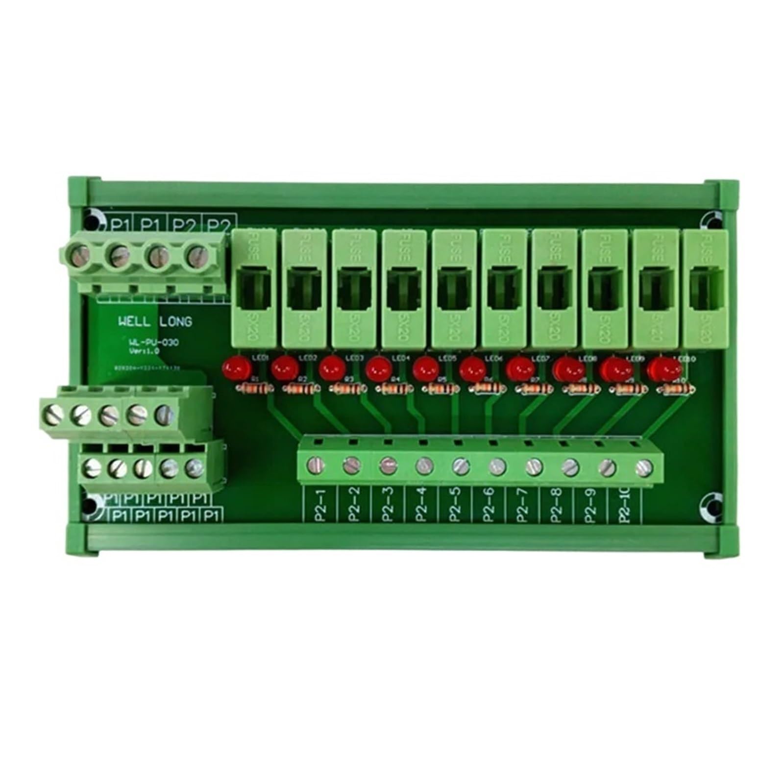 Modulo relè PLC Modulo fusibile, modulo di distribuzione dell'alimentazione con fusibile a 10 posizioni for montaggio su guida DIN